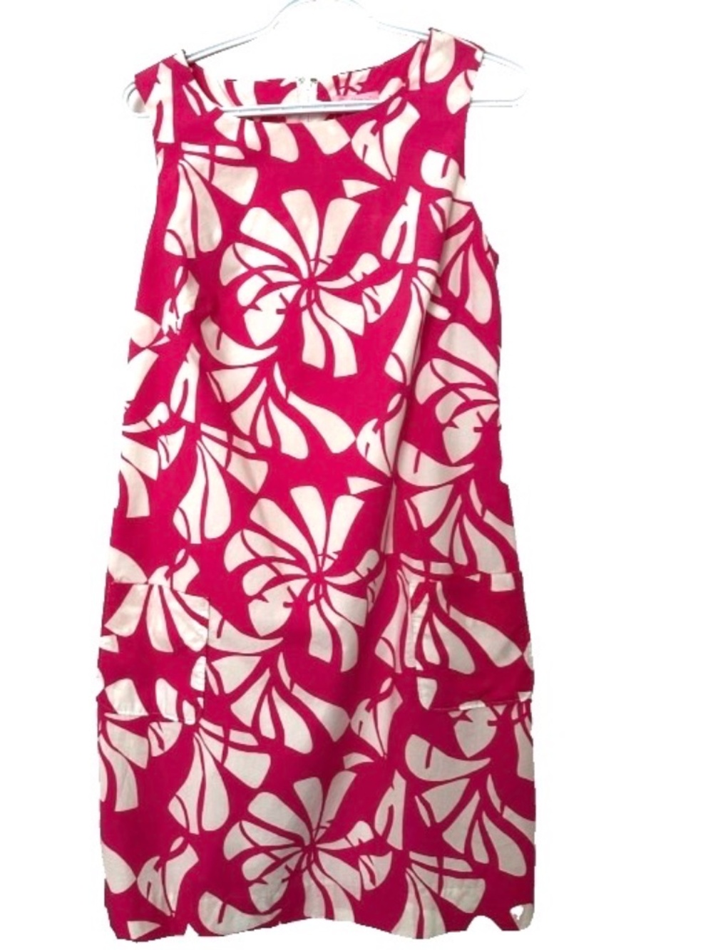 Lily Pulitzer 100% Cotton Size 6 Abstract Pink and White Botanical Print Dress
